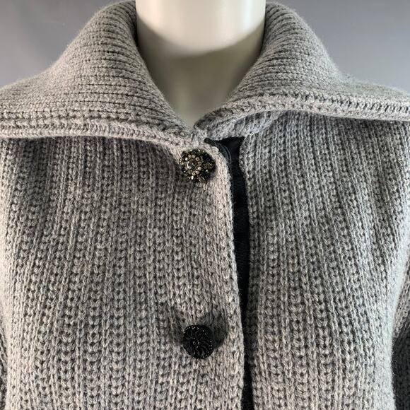 MARC JACOBS Size S Grey Cashmere / Wool Knitted Snaps Jacket - Picture 2 of 7